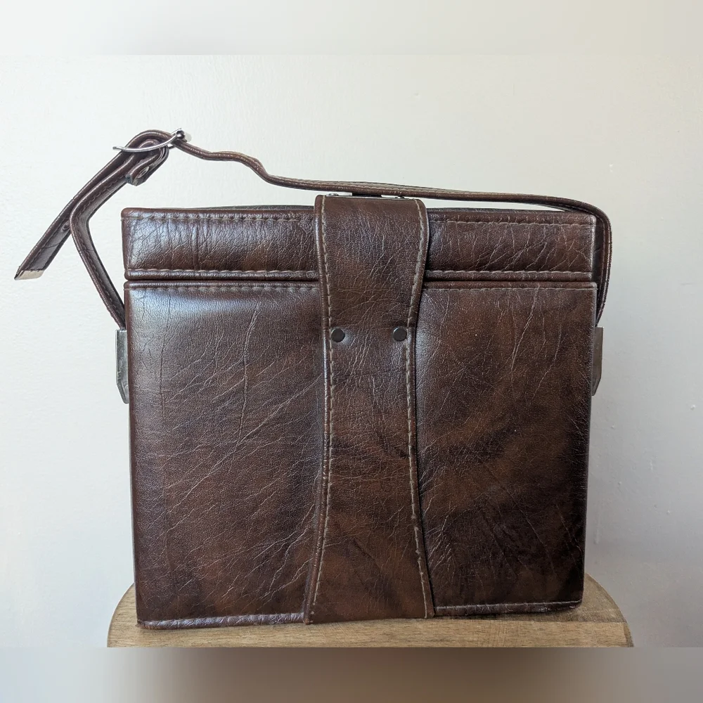 VINTAGE Polaroid SX-70 Leather System Case, Dark Brown Leather